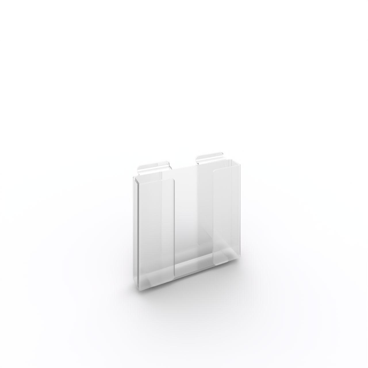 Acryldisplay Prospekthalter DIN A5 Acryldisplay Prospekthalter DIN A5; Entnahme der Prospekte von oben, kleine Einbuchtung für leichteren Zugriff; 2 Laschen zum Einhängen in Präsentationsschiene Breite: 165 mm Tiefe: 40 mm Höhe: 155 mm Kunststoff, glasklar