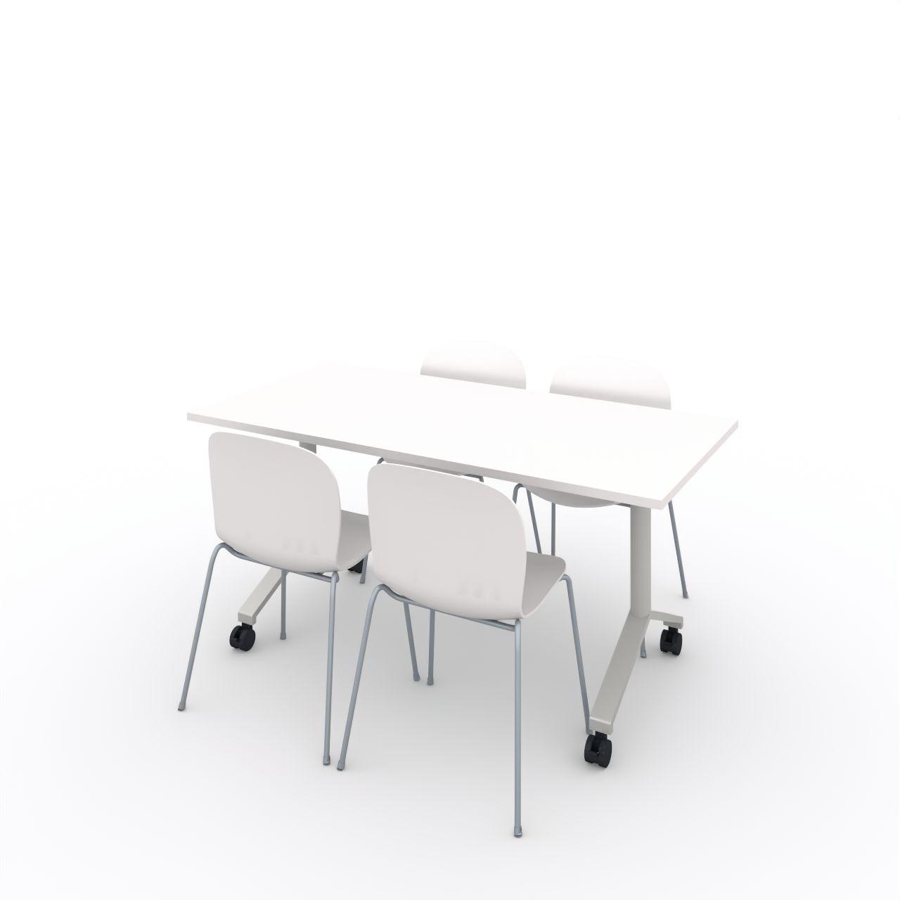 Tip Top Klapptisch Tip Top Klapptisch, fahrbar Tischplatte 25 mm Breite:1400 mm Tiefe:700 mm Höhe: 750 mm Gestell: Weißaluminium (ähnl. RAL 9006) Glanz 60-70% Tischplatte (Fläche): Standardweiß Tischplatte (Kante): Standardweiß