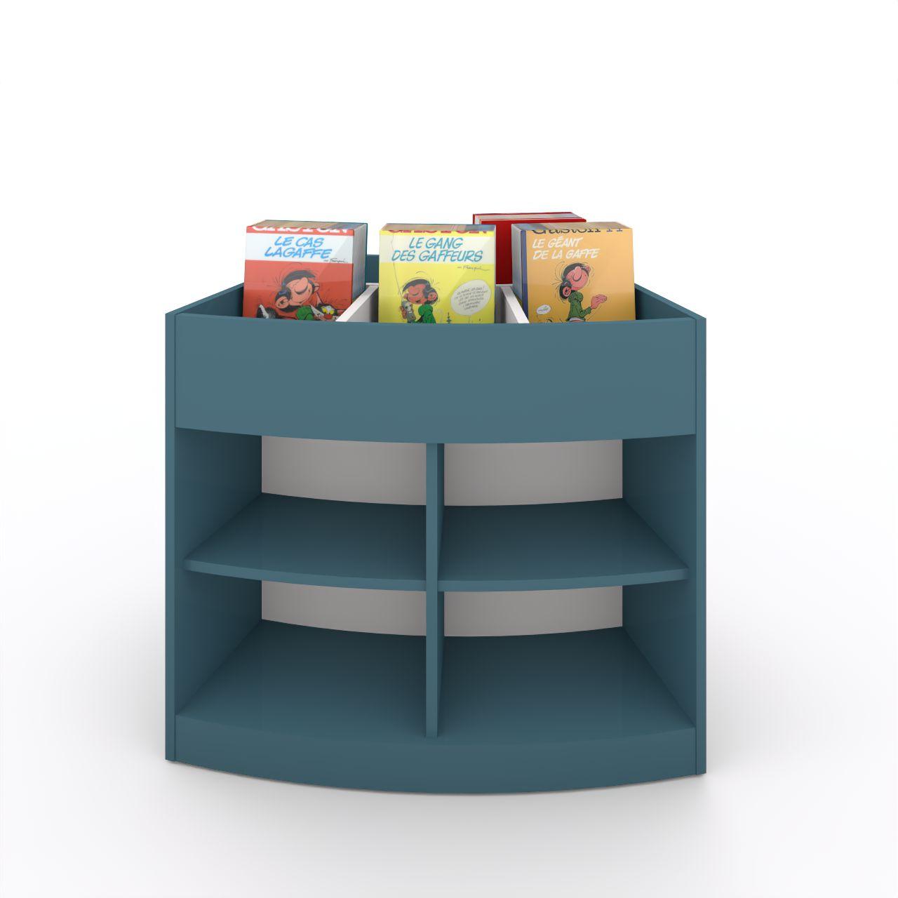 Büchertrog MARKET Radius, fest, H 805 mm MARKET Radius 13 Fächer, mit Sockel seitlich 8 Fächern mit höhenverstellbaren Fachboden, oben 1 fester und 3 bewegliche Fachteiler für bis zu 5 Fächer, inkl. Antirutschmatten Breite: 965 mm Tiefe:670 mm Höhe: 805 mm Oberfäche: HPL / Melaminharz Korpus