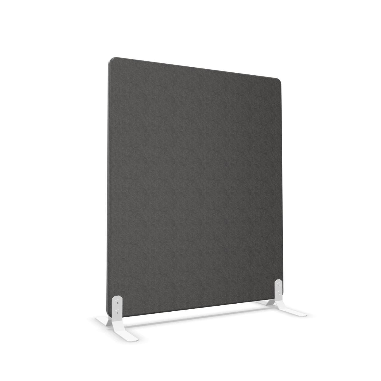 Akustik-Stellwand B 1000 x H 1200 mm Akustik-Element, Stellwand mit abgerundeten Ecken R35 zur freien Aufstellung Dicke: 40 mm Breite:1000 mm Höhe:1200 mm Farbe: dunkelgrau Reißverschluß: Schwarz Standfüße: Weiß