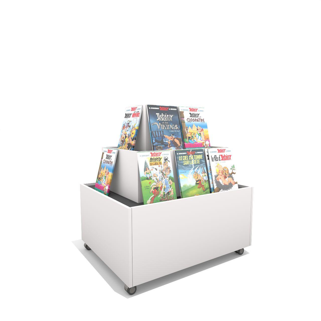 Präsentationspyramide Cascade, fahrbar Präsentationsmöbel Cascade, fahrbar auf 3 Ebenen mit 20 mm Aufkantung unt rutschfester Auflagefläche Ebene 1: L 1000 x T 800 x H 500 mm Ebene 2: L 742 x T 542 x H 300 mm Ebene 3: L 484 x T 284 x H 300 mm Gesamtmaße: Länge:1000 mm Tiefe: 800 mm Höhe: 10