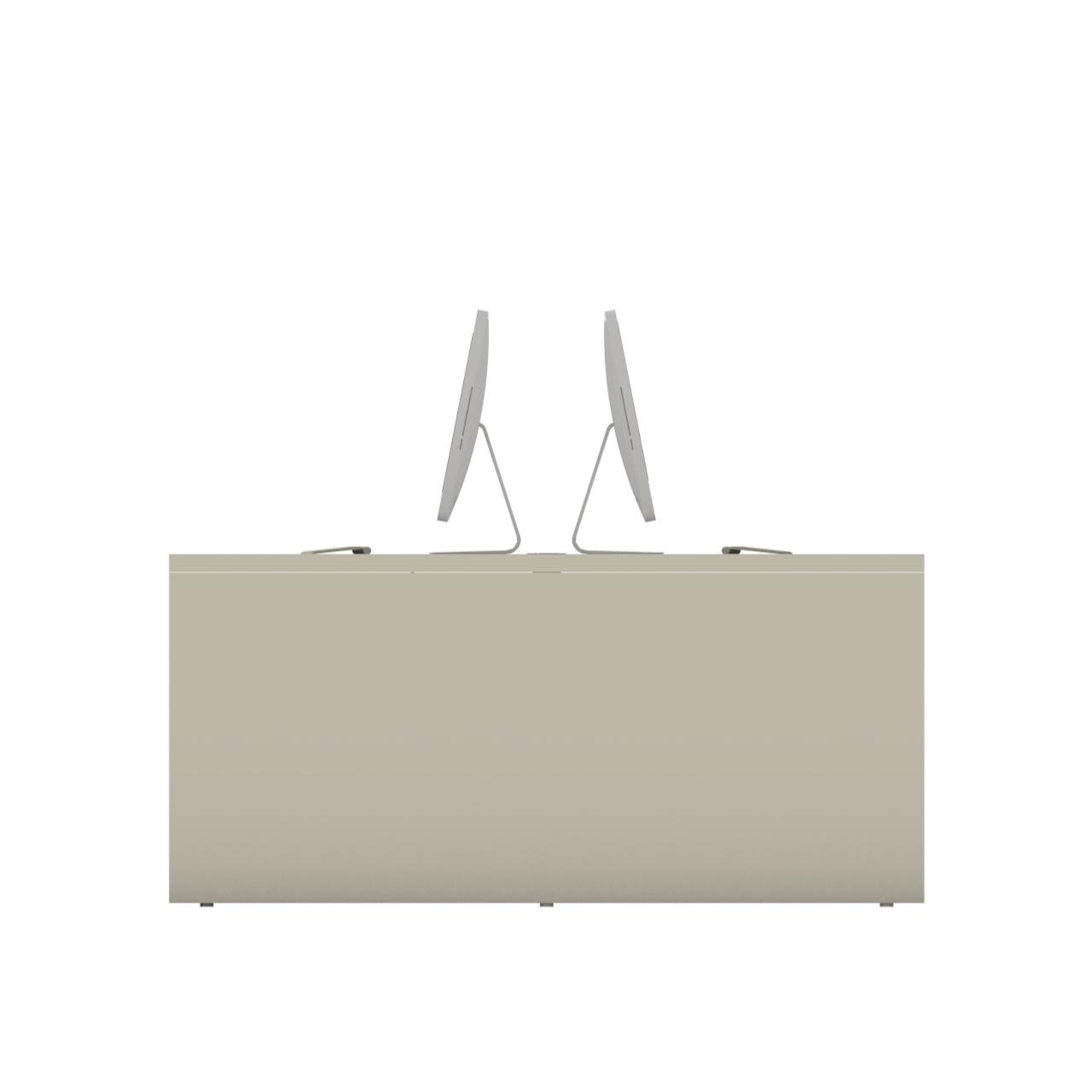 ORDI 2 PC-Arbeitstisch ORDI 2 PC Arbeitstisch Breite:1185 mm Tiefe: 1300 mm Höhe: 750 mm Tischplatte und -seiten: Kaschmirgrau PC-Fach Korpus und Kabelkanal: Standardweiß PC-Fach Tür: Standardweiß matt