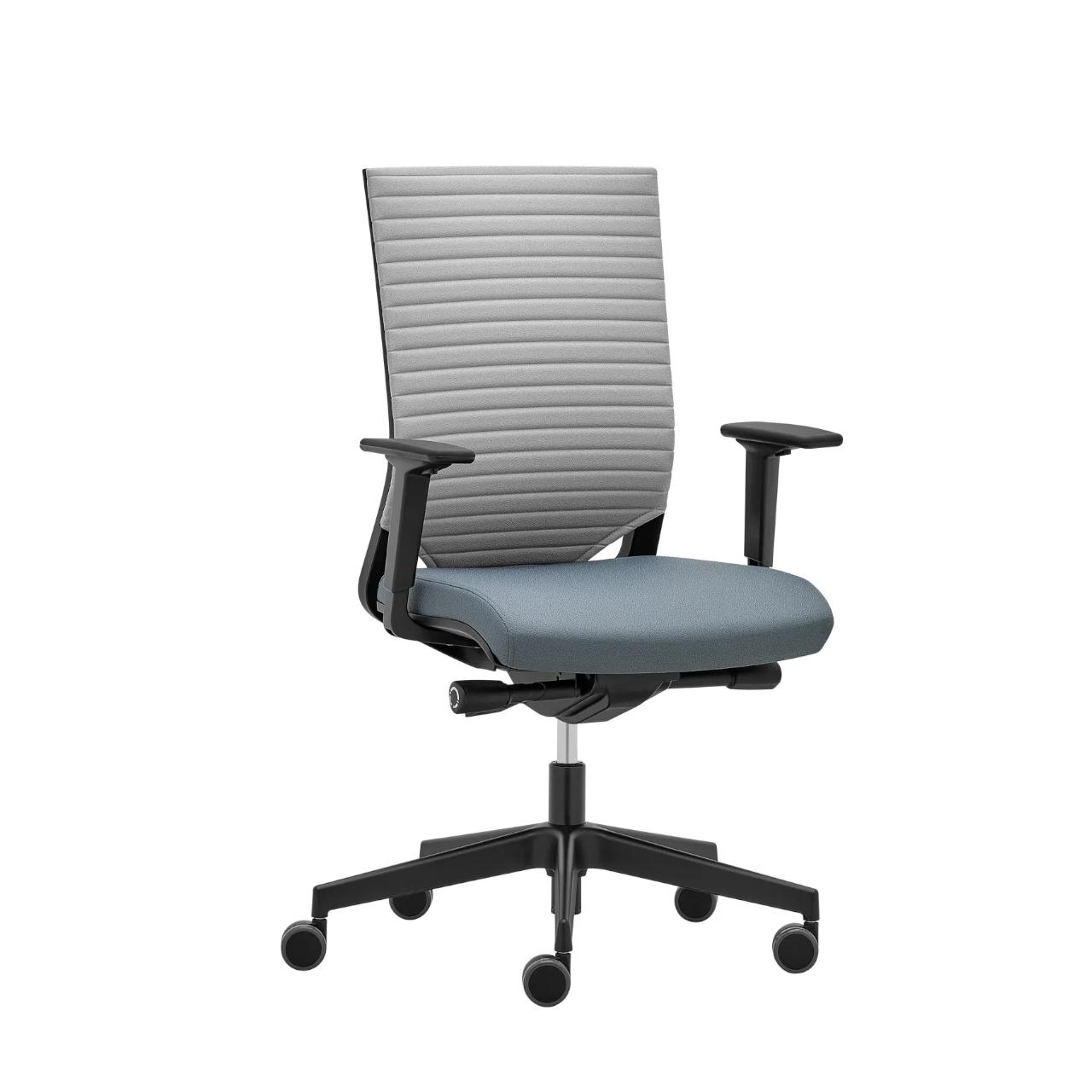 Bürostuhl Easy Pro mit Rückenpolster, Arml. Bürodrehstuhl auf Rollen, Easy Pro, mit Armlehnen mit Sitzpolster und Rückenlehne Sitzhöhe 410-530 mm, Fußkreuz silber Breite:680 mm Tiefe: 680 mm Höhe: 980-1100 Sitzpolster: Rim Era 2050, Grau Rückenlehne: Rim LINE 6004, grau