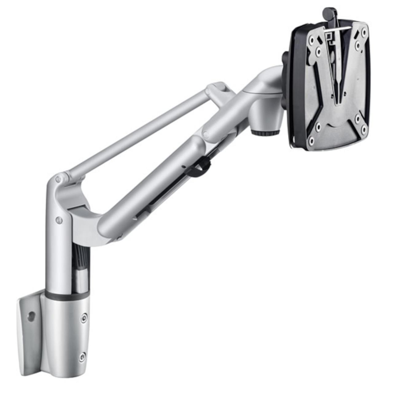 NOVUS LiftTEC 1 Monitorarm Monitorarm LiftTEC 1, silberfarben, Höhenverstellung mittels Gasdrucktechnik, für Monitore von 7-15 kg, Monitorbefestigung mit VESA 75/75 oder 100/100, Tischbefestigung mittels Zwinge oder im Kabelloch