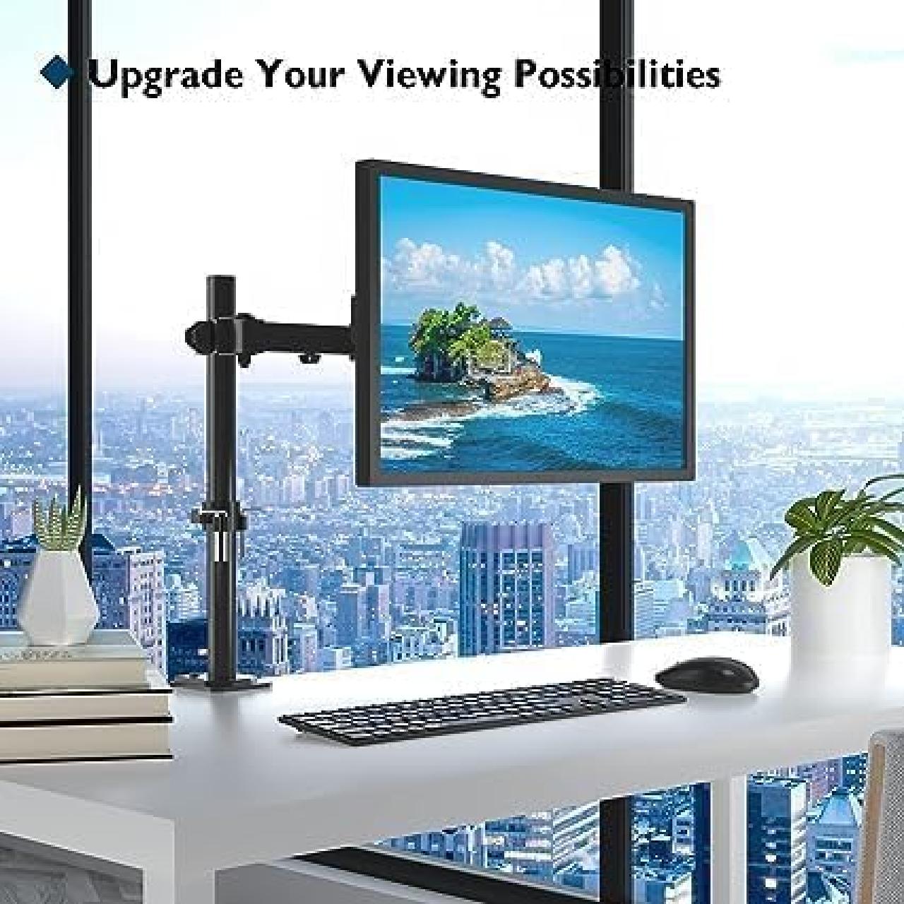 Monitorhalter, VESA 75/100, bis 8 kg Monitorhalter, höhenverstellbar, neig- und schwenkbar, für Flachbildschirme von 13-32'', VESA 75/100, bis 8 kg Befestigung am Tisch mittels Tischhalterung oder durchgehender Schraube Metall, mattschwarz lackiert