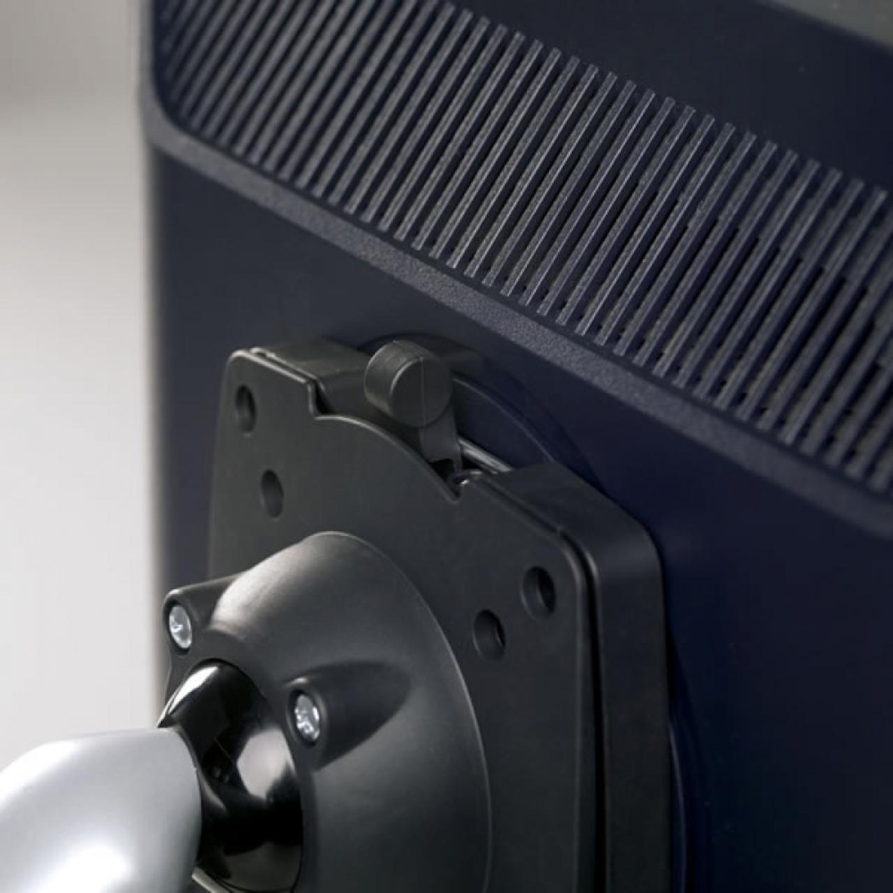 NOVUS LiftTEC 1 Monitorarm Monitorarm LiftTEC 1, silberfarben, Höhenverstellung mittels Gasdrucktechnik, für Monitore von 7-15 kg, Monitorbefestigung mit VESA 75/75 oder 100/100, Tischbefestigung mittels Zwinge oder im Kabelloch