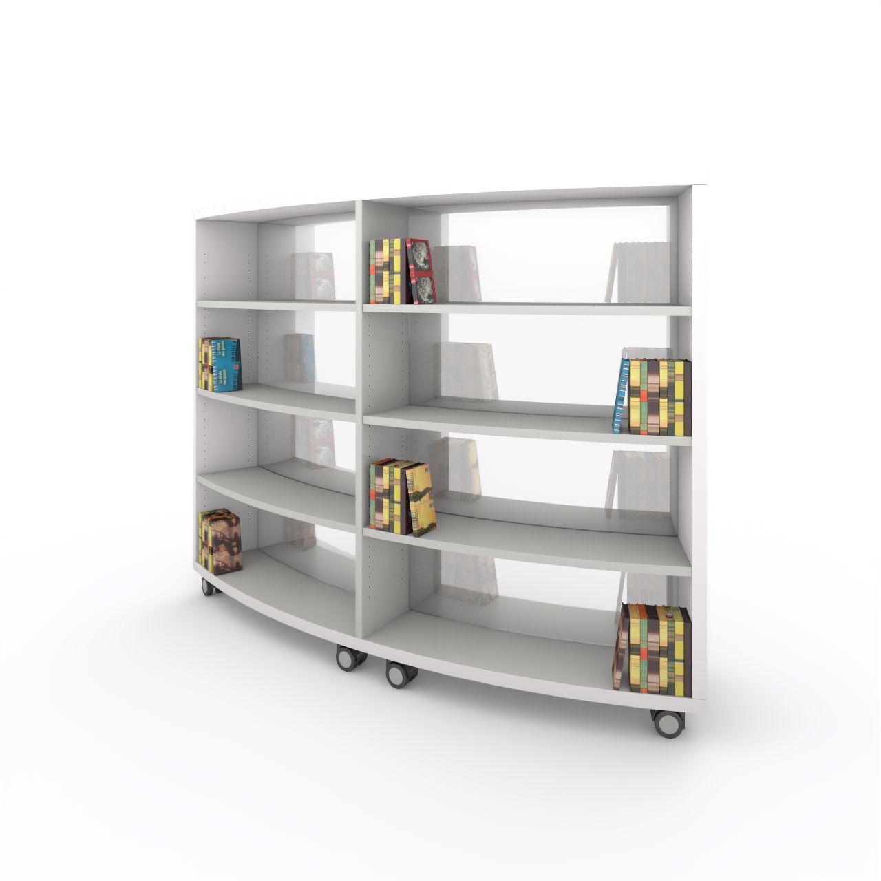 Nova RUND mobile, 2 Sektionen Nova RUND mobile, 2 Sektionen, incl. 3 Fachböden je Sektion und Seite Breite:2032 mm Tiefe:530 mm Höhe:1553 mm Oberflächen: Außenseiten:Standardweiß Mittelseite:Standardweiß Fachböden:Standardweiß Fachbodenvorderkante: Standardweiß Bodenplatte:Standard