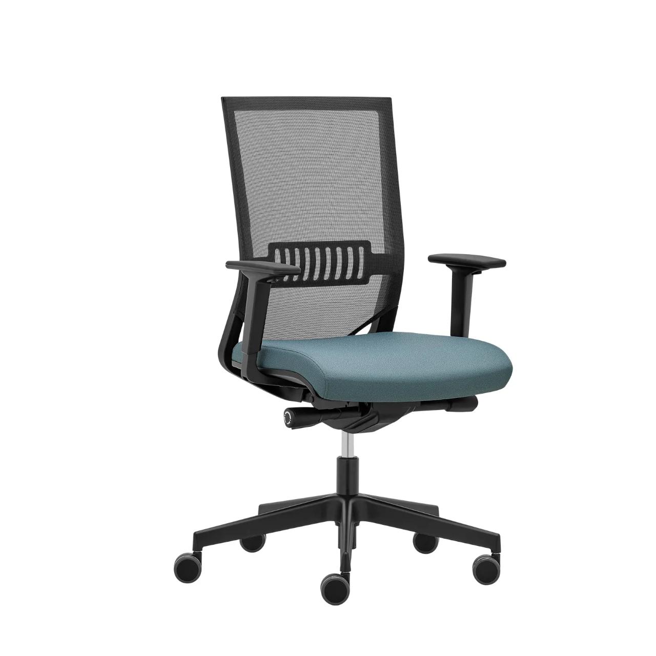 Bürostuhl Easy Pro mit Netzrücken, Arml. Bürodrehstuhl Easy Pro - auf Rollen, - mit Netzrücken schwarz - mit Armlehnen Sitzhöhe 410-530 mm, Fußkreuz schwarz Breite:680 mm Tiefe: 680 mm Höhe: 1020-1200 Sitzpolster: Rim Era 2050, Grau