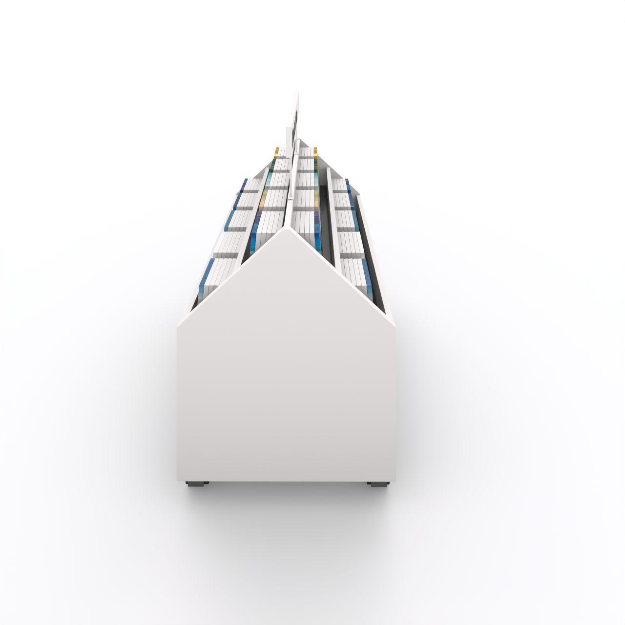 VILLAGE Media 1 Trog, doppelseitig, fahrbar VILLAGE Media 1, doppelseitig, fahrbar mit 2 abgestuften Fächer und 1 Schublade je Seite, Antirustschmatte je Fach. 4 Lenkrolle mit Feststeller Länge: 908 mm Breite:670 mm Höhe:865 mm Oberfläche: Korpus: Standardweiß Blende: Standardweiß Mittelwand: St