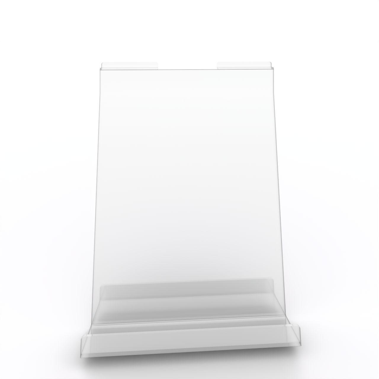 Acryldisplay Buchhalter mit Aufkantung Acryldisplay Buchhalter mit Aufkantung, Öffnung rechts zum Einhängen in Präsentationsschiene Breite: 230 mm Tiefe: 40 mm Höhe: 289 mm Kunststoff, glasklar