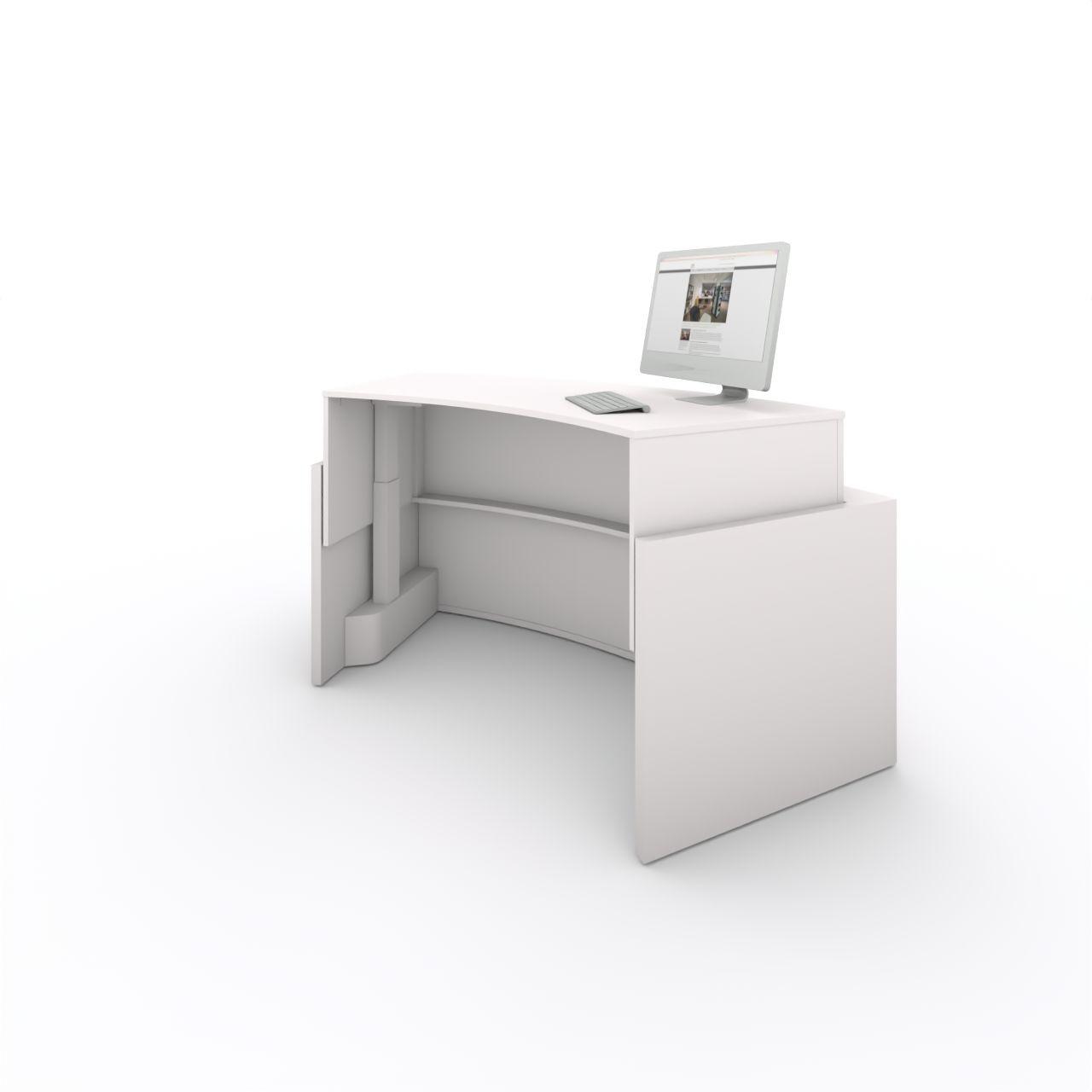 CHECK POINT WELCOME, Single-Liftheke 45° Check Point WELCOME Single-Lifttheke 45°, feststehende Front mit integriertem Kabelmanagement,Kabeldurchlass links und rechts, Thekenplatte für RFID geeignet Breite: 1960 mm Tiefe: 850 mm Höhe:750 mm Liftelement höhenverstellbar ca.700 - 1200 mm The