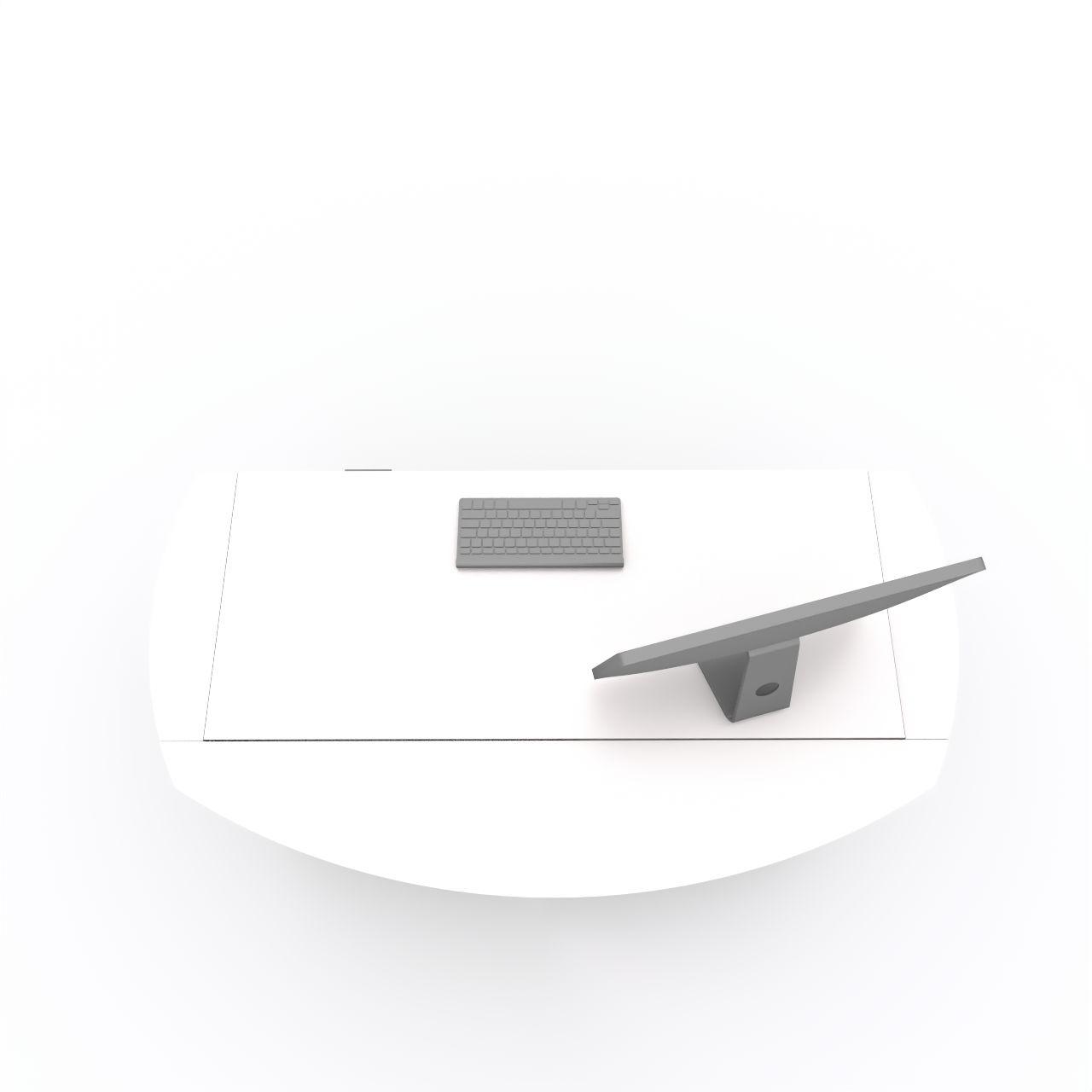 CHECK POINT Infostation, höhenverstellbar CHECK POINT Infostation, gerundete, höhenverstellbare Singletheke mit - integrierter Taschenablage T 280 mm - je ein Kabeldurchlass links und rechts - Technischen Front für das Kabelmanagement - 6 Fachsteckdose mit 5 m Zuleitung - Grafik OPTIONAL Brei