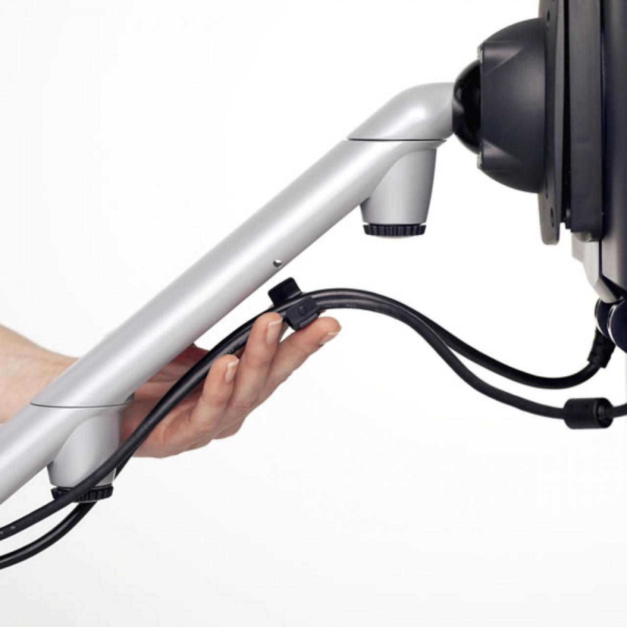 NOVUS LiftTEC 1 Monitorarm Monitorarm LiftTEC 1, silberfarben, Höhenverstellung mittels Gasdrucktechnik, für Monitore von 7-15 kg, Monitorbefestigung mit VESA 75/75 oder 100/100, Tischbefestigung mittels Zwinge oder im Kabelloch