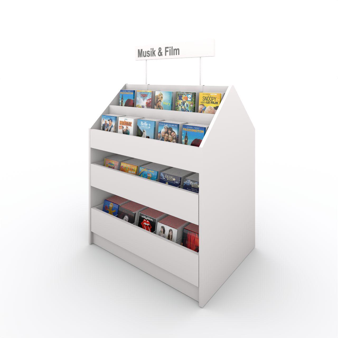 VILLAGE Media 2 Trog, doppelseitig, fest VILLAGE Media 2, doppelseitig, feststehend mit Sockel, mit 2 abgestuften Fächern und 2 Schubladen je Seite Breite: 908 mm Tiefe:670 mm Höhe:1115 mm Oberflächen: Korpus: Standardweiß Frontblende:Standardweiß Mittelwand: Standardweiß Schubladenblende: St