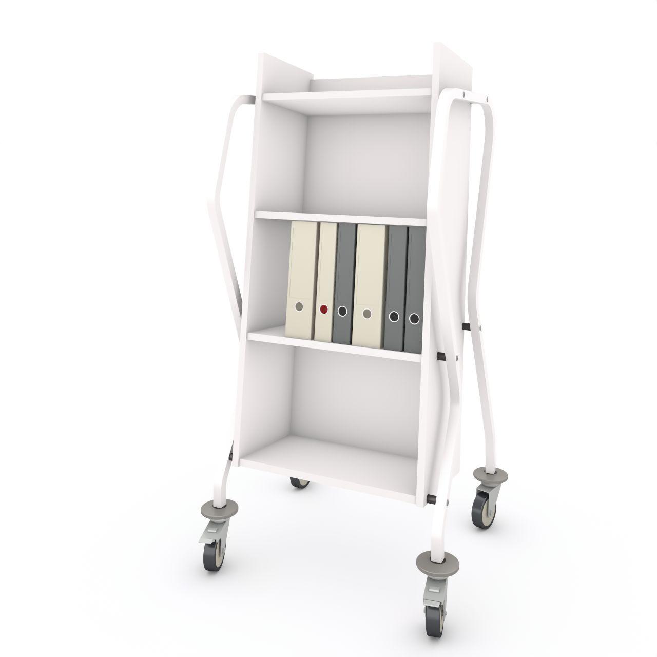 Bücherwagen TWISTER light TWISTER light, Bücherwagen, mit Abweisgummiringe 4 Lenkrollen Ø100mm, 2 mit Feststeller TWISTER light besteht aus 4 Festfachboden Fachbodenbreite:512 mm Fachbodentiefe: 295 mm Fachbodenabstand: 320 mm Breite: 728 mm Tiefe:640 mm Höhe:1420 mm Oberfläc