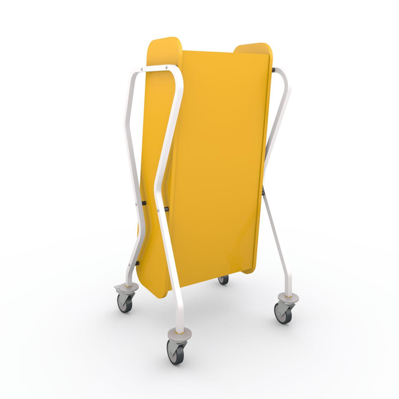 Bücherwagen TWISTER TWISTER Bücherwagen, mit Abweisgummiringen 4 Lenkrollen Ø100mm, 2 mit Feststeller TWISTER besteht aus 4 Festfachboden Fachbodenbreite:512 mm Fachbodentiefe: 295 mm Fachbodenabstand: 320 mm Breite: 728 mm Tiefe:640 mm Höhe:1425 mm Oberflächen: Gestell