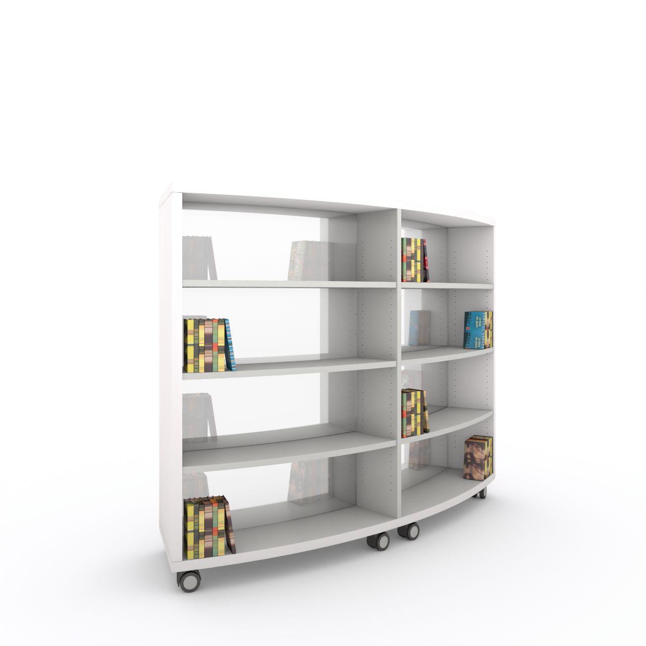 Nova RUND mobile, 2 Sektionen Nova RUND mobile, 2 Sektionen, incl. 3 Fachböden je Sektion und Seite Breite:2032 mm Tiefe:530 mm Höhe:1553 mm Oberflächen: Außenseiten:Standardweiß Mittelseite:Standardweiß Fachböden:Standardweiß Fachbodenvorderkante: Standardweiß Bodenplatte:Standard