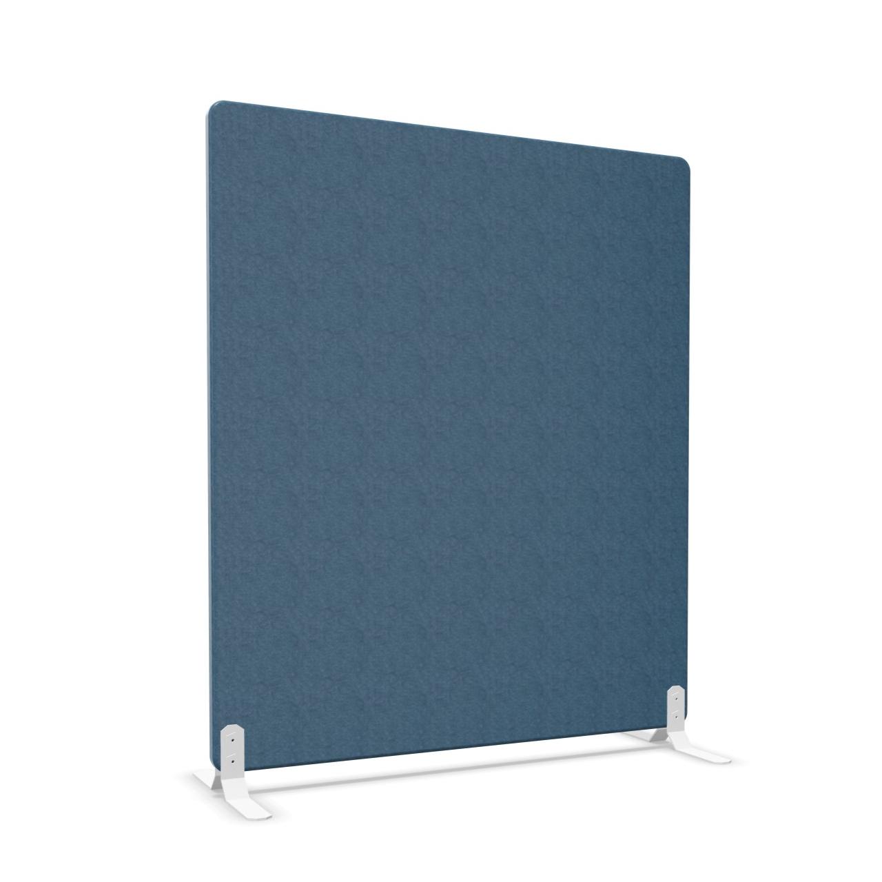 Akustik-Element, Stellwand mit abgerundeten Ecken R35 zur freien Aufstellung  Dicke: 40 mm Breite:1200 mm Höhe:1400 mm  Farbe: blau Reißverschluß: Schwarz Standfüße: Weiß   