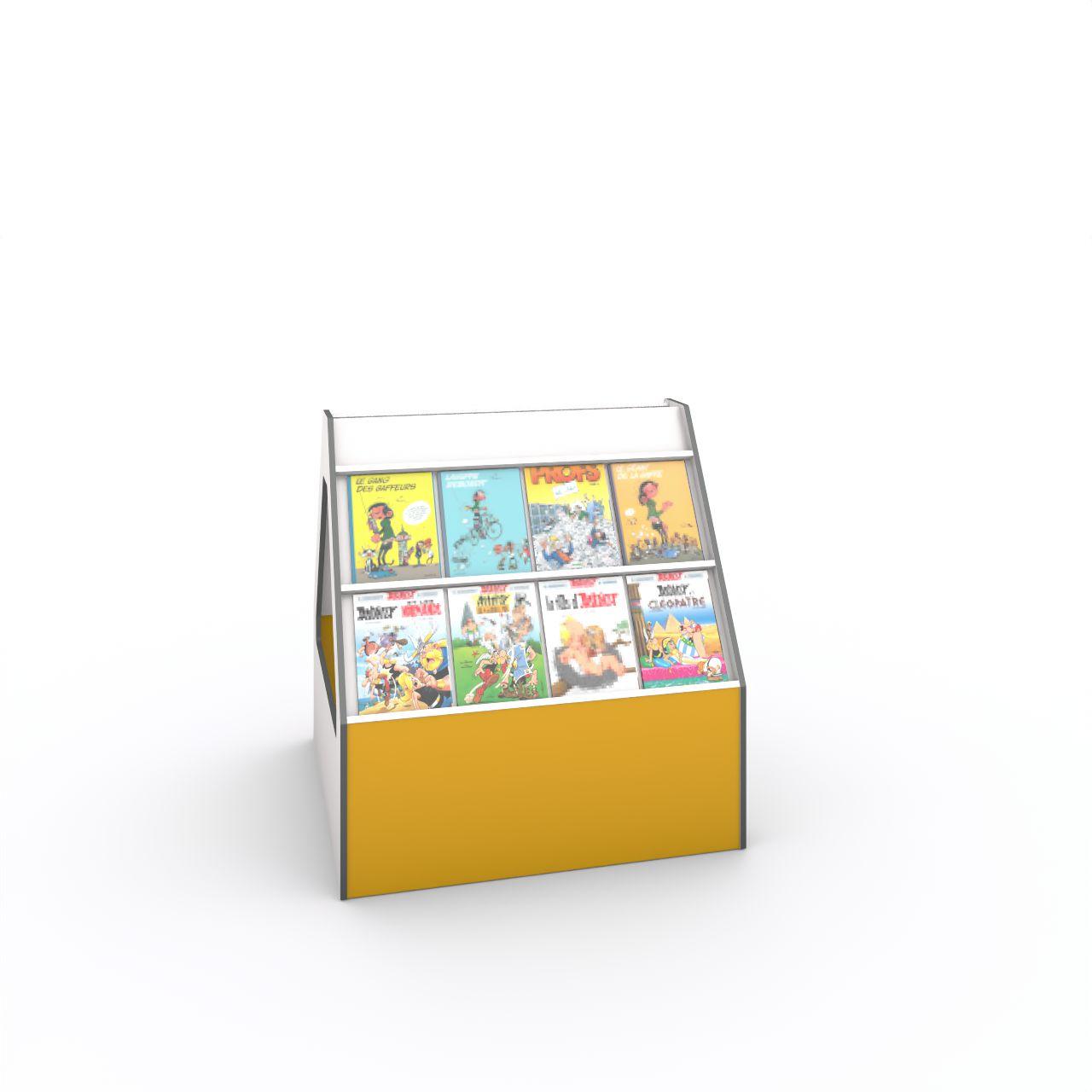 Lesehaus ELFE mini Lesehaus ELFE mini, mit Durchgang und Fensteröffnung, incl. 3 Präsentationsfächen je Dachseite Breite:1000 mm Tiefe: 1031 mm Höhe:1083 mm Oberfläche: Eingang, Dach, Fensterseite und Boden: Standardweiß linke und rechte Aussenseiten: Dottergelb