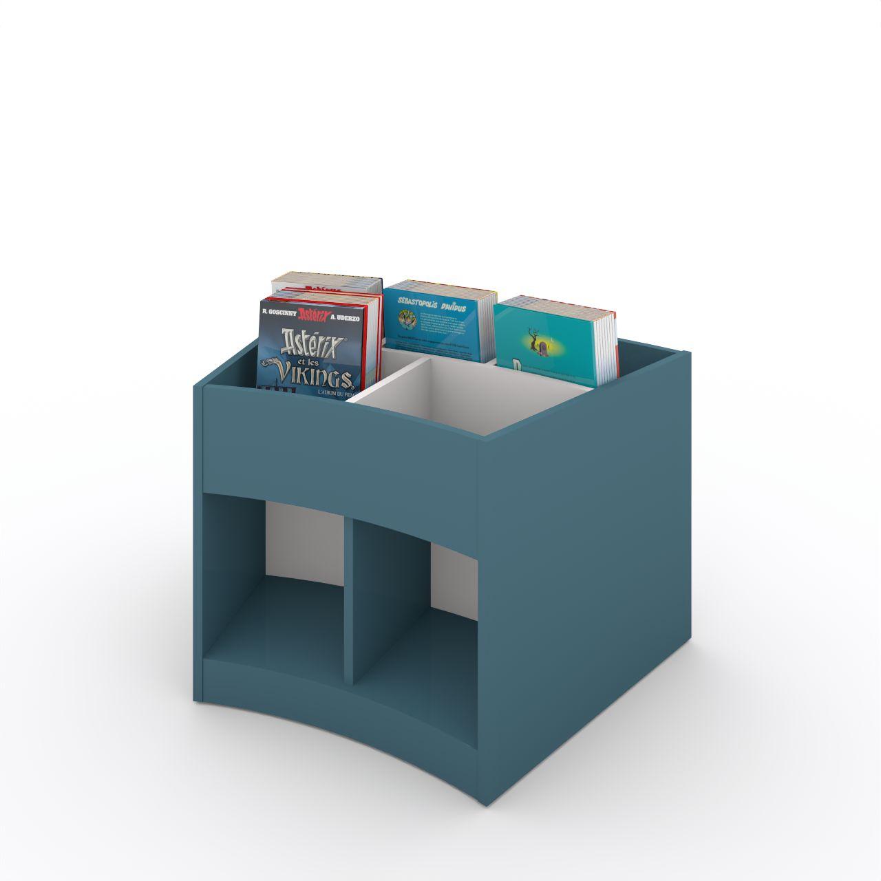 Büchertrog MARKET Radius, fest, H 605 mm MARKET Radius 9 Fächer, mit Sockel seitlich 4 offene Fächer, oben 1 fester und 3 bewegliche Fachteiler für bis zu 5 Fächer, inkl. Antirutschmatten Breite: 965 mm Tiefe:670 mm Höhe: 605 mm Oberfäche: HPL / Melaminharz Korpus:Atlantikblau Trennschiede u