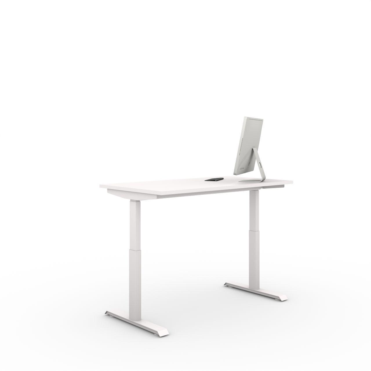 Stand UP ECO, höhenverstellbarer Tisch Tragkraft 80 Kg dynamisch  Breite:1400 mm Tiefe:750 mm Höhe: 700 - 1180 mm  Oberfläche: Gestell: Weiß Tischplatte: Standardweiß