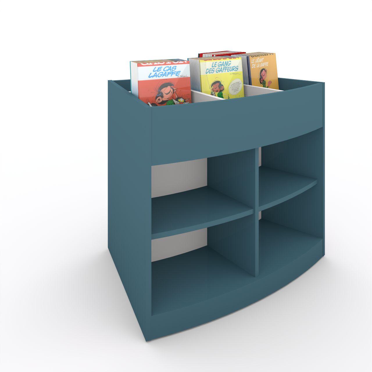 Büchertrog MARKET Radius, fest, H 805 mm MARKET Radius 13 Fächer, mit Sockel seitlich 8 Fächern mit höhenverstellbaren Fachboden, oben 1 fester und 3 bewegliche Fachteiler für bis zu 5 Fächer, inkl. Antirutschmatten Breite: 965 mm Tiefe:670 mm Höhe: 805 mm Oberfäche: HPL / Melaminharz Korpus